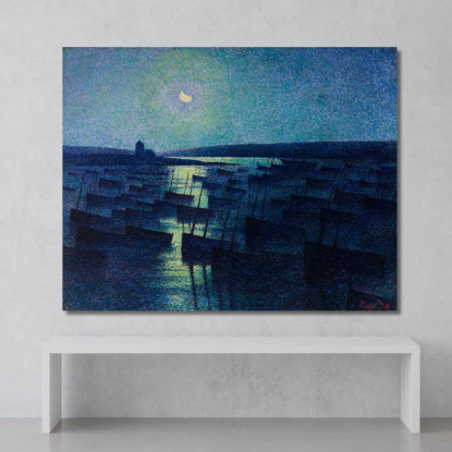 Camaret Chiaro Di Luna E Barche Da Pesca Maximilien Luce mlc14 quadro stampato su tela