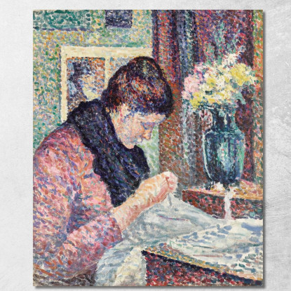 Donna Che Cuce Maximilien Luce mlc21 quadro stampato su tela