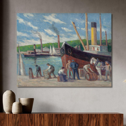 Honfleur Rimorchiatore All’Ormeggio Maximilien Luce mlc25 quadro stampato su tela