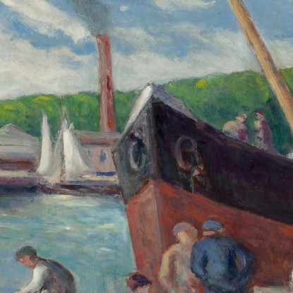 Honfleur Rimorchiatore All’Ormeggio Maximilien Luce mlc25 quadro stampato su tela