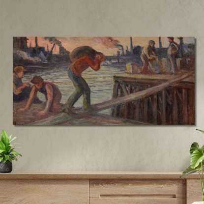 Lo Scarico Della Chiatta Maximilien Luce mlc39 quadro stampato su tela