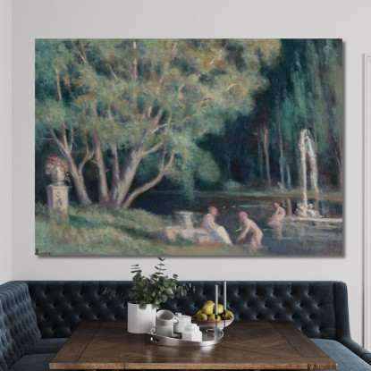I Bagnanti Alla Fontana Maximilien Luce mlc56 quadro stampato su tela