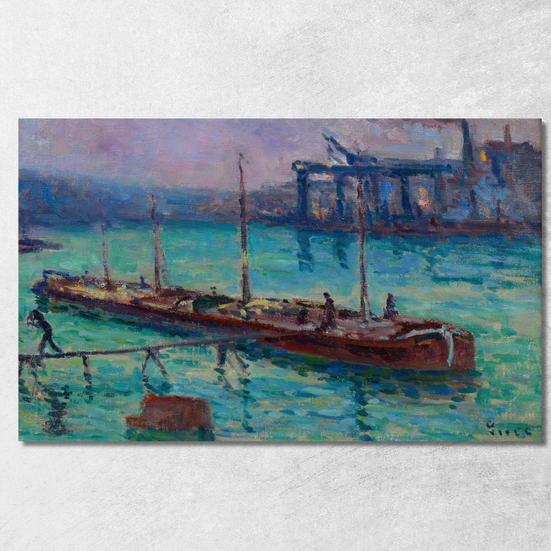 Chiatta Sulla Riva Della Senna Maximilien Luce mlc94 quadro stampato su tela Chiatta Sulla Riva Della Senna Maximilien Luce mlc94 quadro stampato su tela