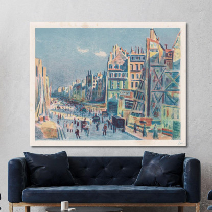 Rue Réaumur Maximilien Luce mlc103 quadro stampato su tela