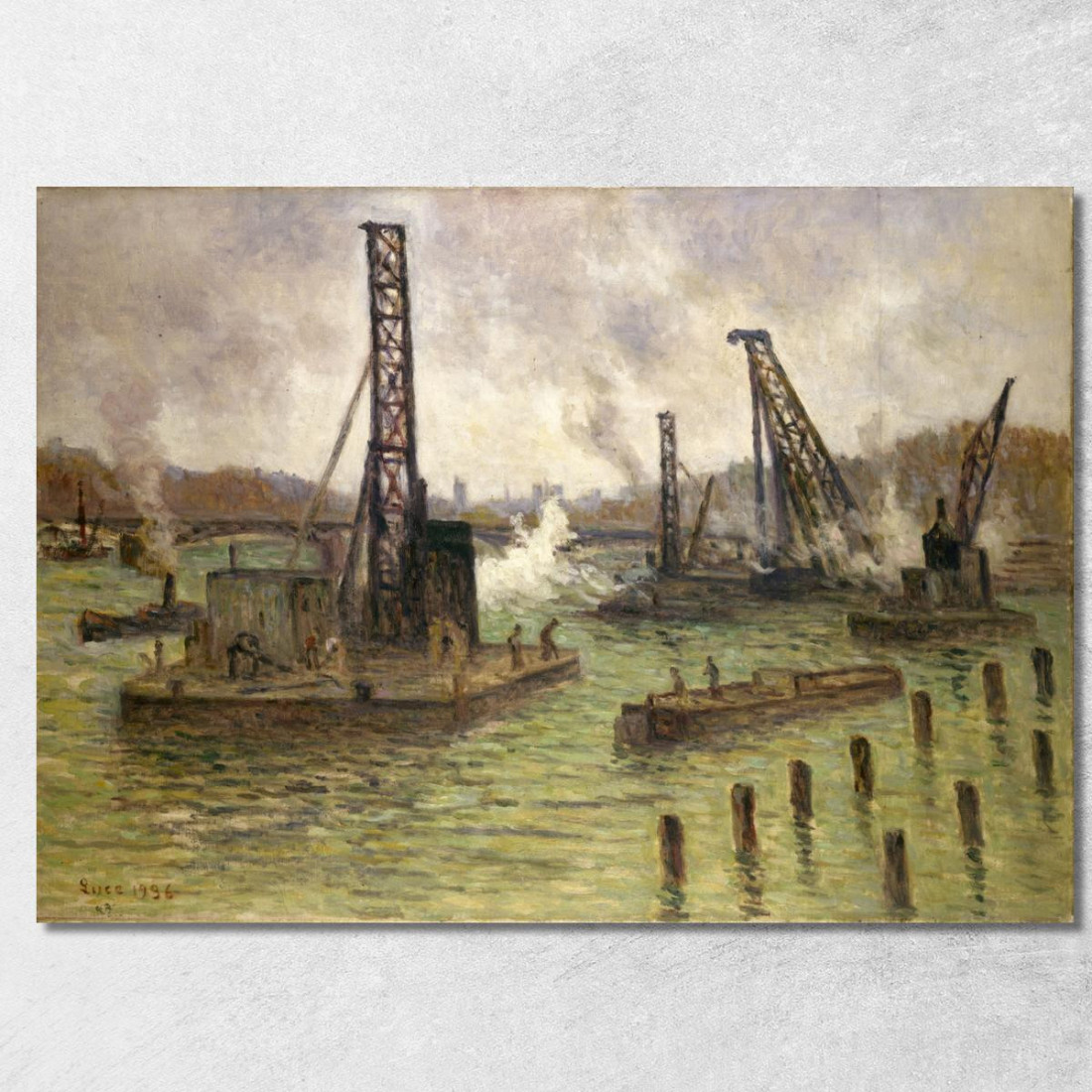 Lavori Sulla Senna Al Ponte Dei Saints-Pères Maximilien Luce mlc112 quadro stampato su tela Lavori Sulla Senna Al Ponte Dei Saints-Pères Maximilien Luce mlc112 quadro stampato su tela