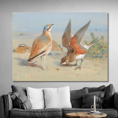 Corridore Biondo E Pratincola Archibald Thorburn ath39 quadro stampato su tela