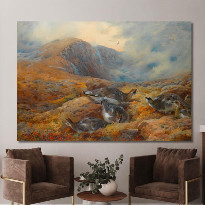 Pericolo Dall'Alto: Pernici Bianche Archibald Thorburn ath40 quadro stampato su tela