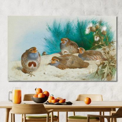 Pernice Inglese Con Ginestra E Cardi Archibald Thorburn ath45 quadro stampato su tela