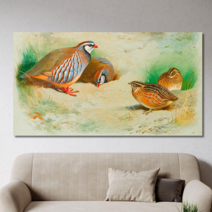 Pernice Francese E Pulcini Archibald Thorburn ath47 quadro stampato su tela