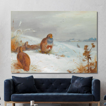 Tempi Difficili: Pernici E Una Lepre Archibald Thorburn ath54 quadro stampato su tela
