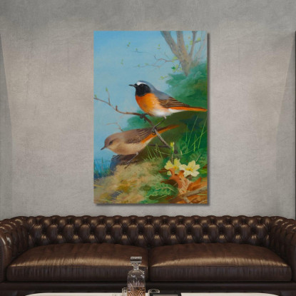 Coppia Di Codirossi Archibald Thorburn ath73 quadro stampato su tela