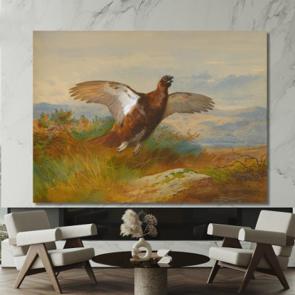 Pernice Rossa In Volo Archibald Thorburn ath86 quadro stampato su tela