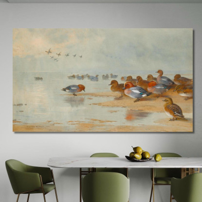Fischione E Alzavola Sulla Riva Dell'Acqua Archibald Thorburn ath110 quadro stampato su tela