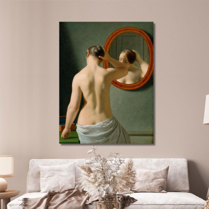 Una Donna Nuda Che Si Pettina Davanti A Uno Specchio Christoffer Wilhelm Eckersberg cwe3 quadro stampato su tela