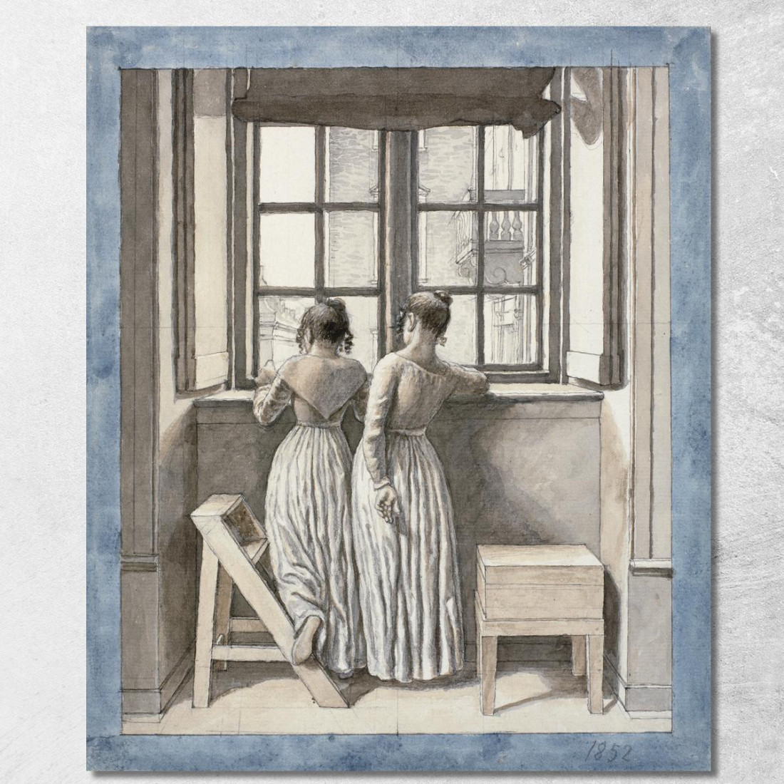 Alla Finestra Nello Studio Dell'Artista Christoffer Wilhelm Eckersberg cwe17 quadro stampato su tela Alla Finestra Nello Studio Dell'Artista Christoffer Wilhelm Eckersberg cwe17 quadro stampato su tela