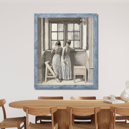 Alla Finestra Nello Studio Dell'Artista Christoffer Wilhelm Eckersberg cwe17 quadro stampato su tela