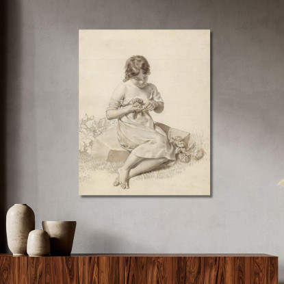Una Piccola Ragazza Che Si È Punta Il Dito Con Una Spina Di Rosa Christoffer Wilhelm Eckersberg cwe23 quadro stampato su tela