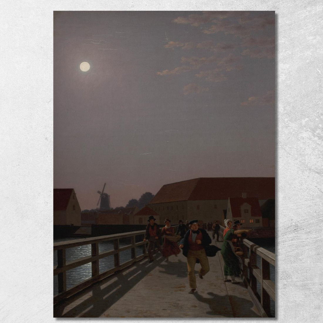 Langebro Copenaghen Al Chiaro Di Luna Con Figure In Movimento Christoffer Wilhelm Eckersberg cwe34 quadro stampato su tela Langebro Copenaghen Al Chiaro Di Luna Con Figure In Movimento Christoffer Wilhelm Eckersberg cwe34 quadro stampato su tela