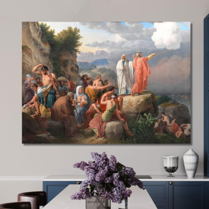 Mosè Fa Ritornare Il Mar Rosso E L'Esercito Del Faraone Viene Sommerso Christoffer Wilhelm Eckersberg cwe40 quadro stampato su