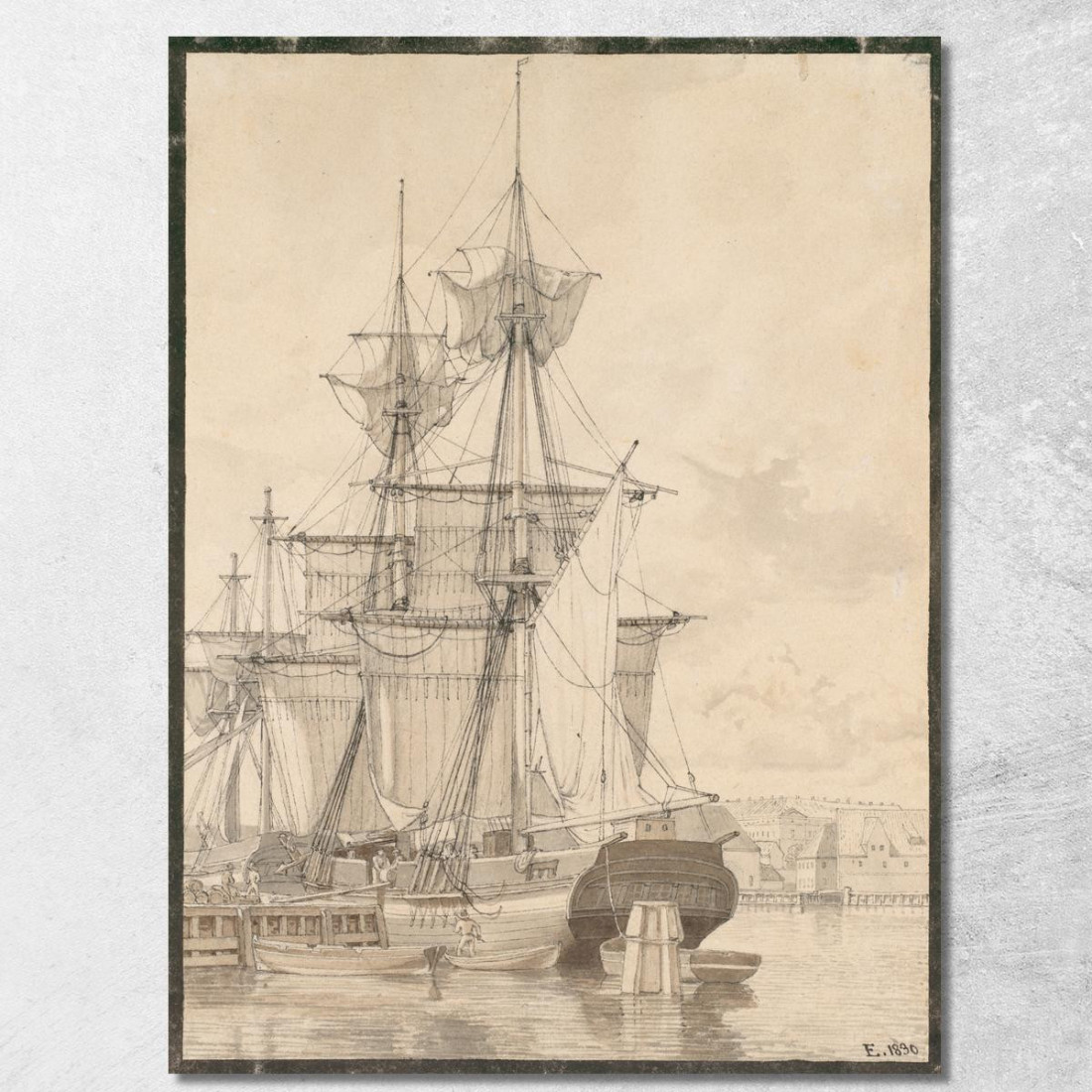 Imbarcazioni A Vela A Wilders Plads Copenaghen Christoffer Wilhelm Eckersberg cwe57 quadro stampato su tela Imbarcazioni A Vela A Wilders Plads Copenaghen Christoffer Wilhelm Eckersberg cwe57 quadro stampato su tela