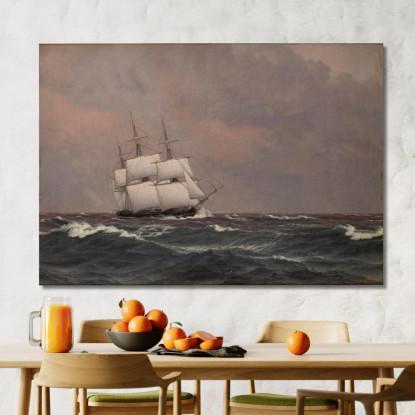 La Corvetta Najaden In Mare Agitato Christoffer Wilhelm Eckersberg cwe70 quadro stampato su tela