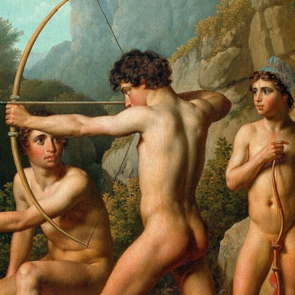 Tre Ragazzi Spartani Che Praticano Il Tiro Con L'Arco Christoffer Wilhelm Eckersberg cwe83 quadro stampato su tela