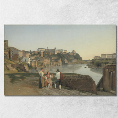 Veduta Del Tevere Verso Il Colle Aventino A Roma Christoffer Wilhelm Eckersberg cwe99 quadro stampato su tela