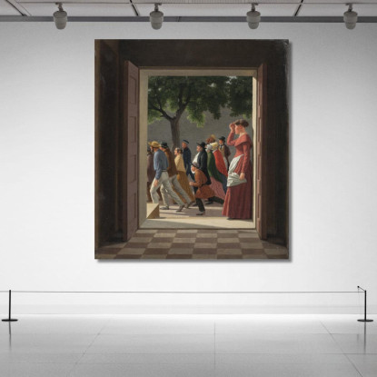 Veduta Attraverso Una Porta Verso Figure In Movimento Christoffer Wilhelm Eckersberg cwe101 quadro stampato su tela