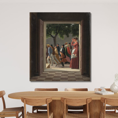 Veduta Attraverso Una Porta Verso Figure In Movimento Christoffer Wilhelm Eckersberg cwe101 quadro stampato su tela