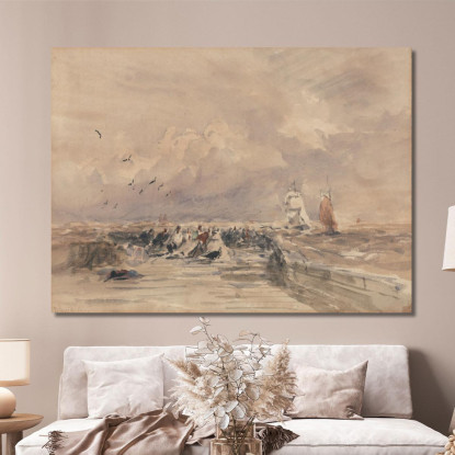 Molo Di Dieppe Vento Forte David Cox dcx10 quadro stampato su tela