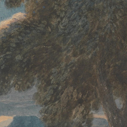 Paesaggio Con Un Uomo Che Si Lava I Piedi A Una Fontana Dopo Poussin David Cox dcx28 quadro stampato su tela