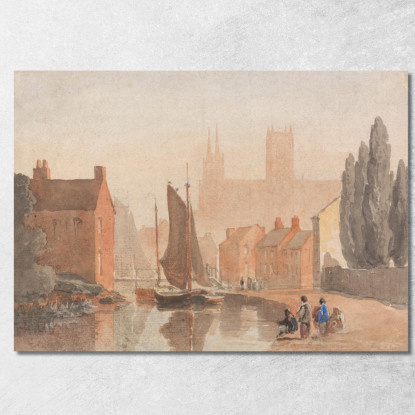 Cattedrale Di Lincoln Dal Brayford Pool David Cox dcx30 quadro stampato su tela