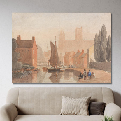 Cattedrale Di Lincoln Dal Brayford Pool David Cox dcx30 quadro stampato su tela