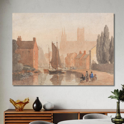 Cattedrale Di Lincoln Dal Brayford Pool David Cox dcx30 quadro stampato su tela