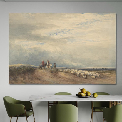 Cavalieri Con Pecore Vicino A Un Estuario David Cox dcx41 quadro stampato su tela