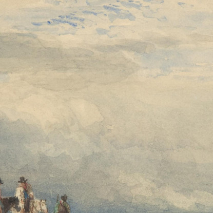 Cavalieri Con Pecore Vicino A Un Estuario David Cox dcx41 quadro stampato su tela