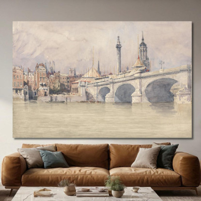 L'Apertura Del Nuovo Ponte Di Londra David Cox dcx46 quadro stampato su tela