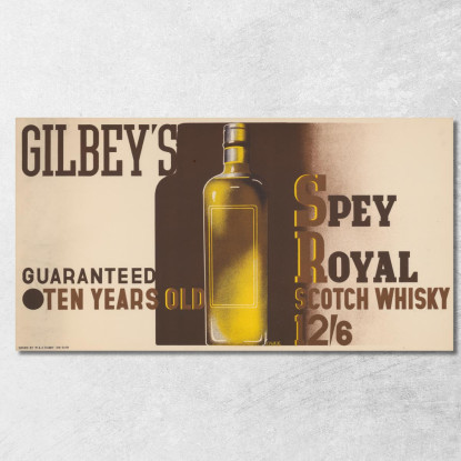 Whisky Scozzese Spey Royal Di Gilbey Edward McKnight Kauffer emk6 quadro stampato su tela