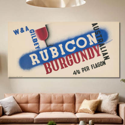 W E A. Gilbey Australian Rubicon Burgundy Edward McKnight Kauffer emk19 quadro stampato su tela