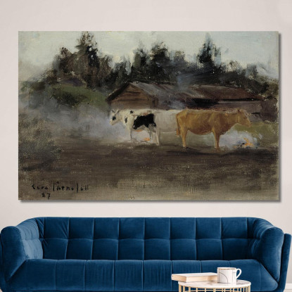 Estudio De Vacas En Humo De Turba Eero Järnefelt ejr4 cuadro en lienzo