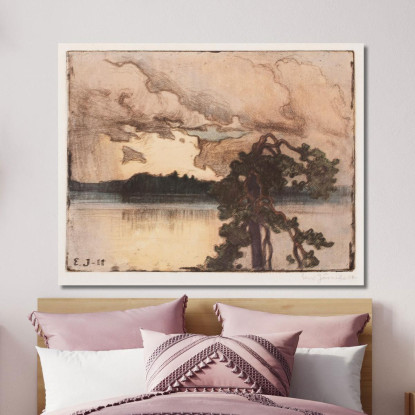 Paisaje Lacustre Al Atardecer Eero Järnefelt ejr18 cuadro en lienzo