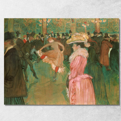 Al Moulin Rouge - La Danza Henri de Toulouse-Lautrec htl13 quadro stampato su tela