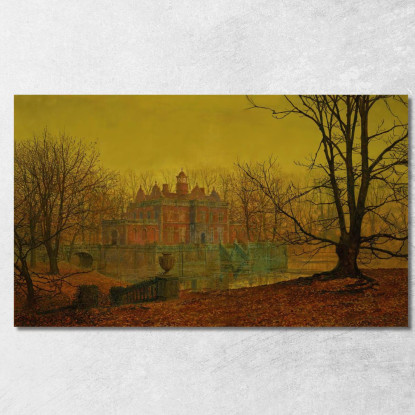 Una Casa Con Fossato Nello Yorkshire John Atkinson Grimshaw jag6 quadro stampato su tela