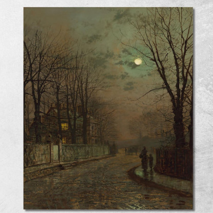 Una Strada Bagnata A Knostrop Yorkshire John Atkinson Grimshaw jag14 quadro stampato su tela