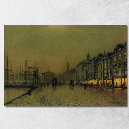 Greenock Il Molo Di Notte John Atkinson Grimshaw jag31 quadro stampato su tela