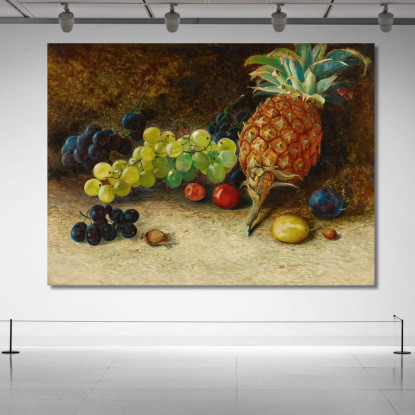 Natura Morta Con Ananas Uva Noci E Prugne John Atkinson Grimshaw jag67 quadro stampato su tela