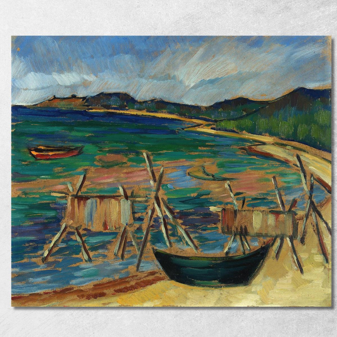 Baia Con Barche Konrad Mägi kmg14 quadro stampato su tela Baia Con Barche Konrad Mägi kmg14 quadro stampato su tela