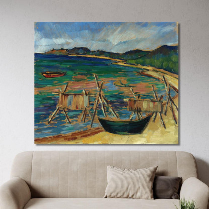 Baia Con Barche Konrad Mägi kmg14 quadro stampato su tela