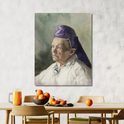 Ritratto Di Donna Con Foulard Konrad Mägi kmg16 quadro stampato su tela