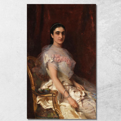 Ritratto Di Una Signora Elegante Con Ventaglio Konstantin Egorovich Makovsky kem12 quadro stampato su tela